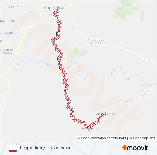 Mapa da linha LEOPOLDINA / PROVIDÊNCIA de ônibus