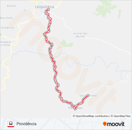 Mapa de LEOPOLDINA / PROVIDÊNCIA de autobús