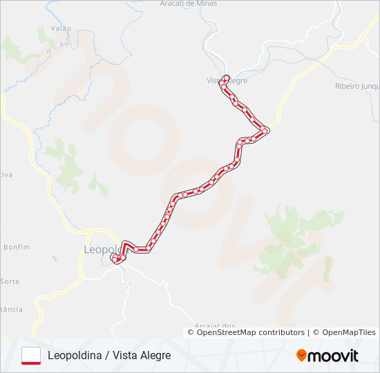Mapa da linha LEOPOLDINA / VISTA ALEGRE de ônibus