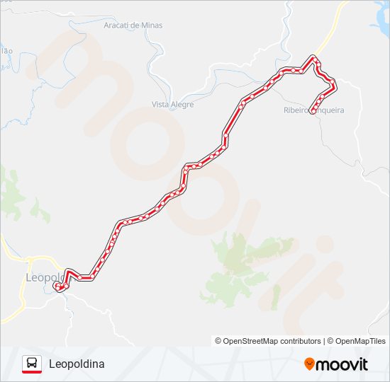 Mapa de LEOPOLDINA / RIBEIRO JUNQUEIRA de autobús