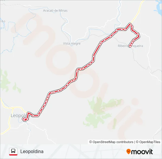 LEOPOLDINA / RIBEIRO JUNQUEIRA Bus Line Map