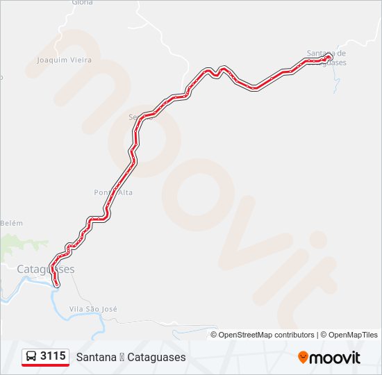 Mapa da linha 3115 de ônibus