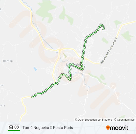 Mapa da linha 03 de ônibus