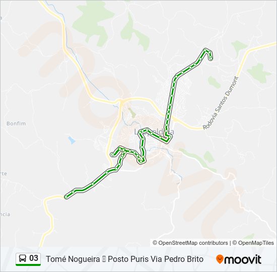 Mapa da linha 03 de ônibus