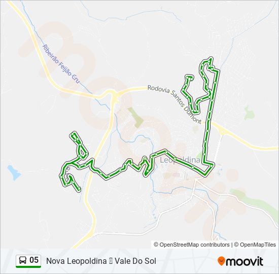 Mapa da linha 05 de ônibus