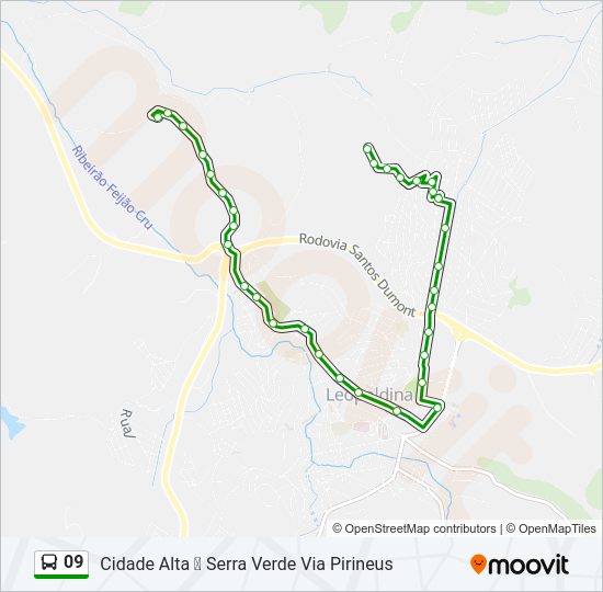 Mapa da linha 09 de ônibus