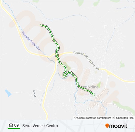 Mapa da linha 09 de ônibus