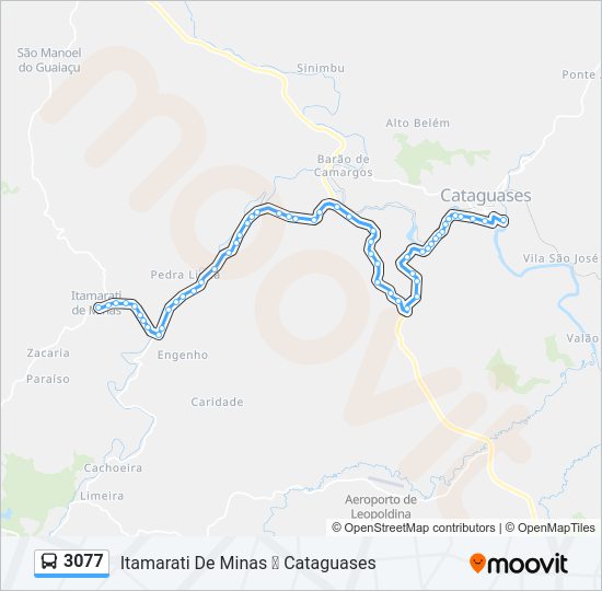 Mapa da linha 3077 de ônibus