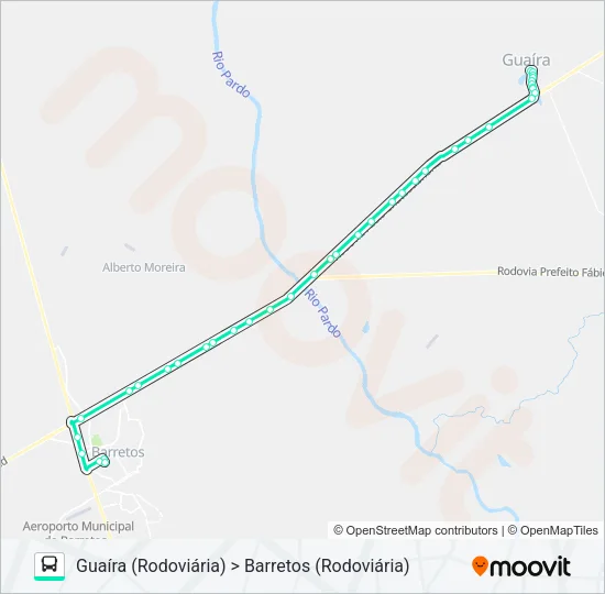 BARRETOS / GUAÍRA Bus Line Map