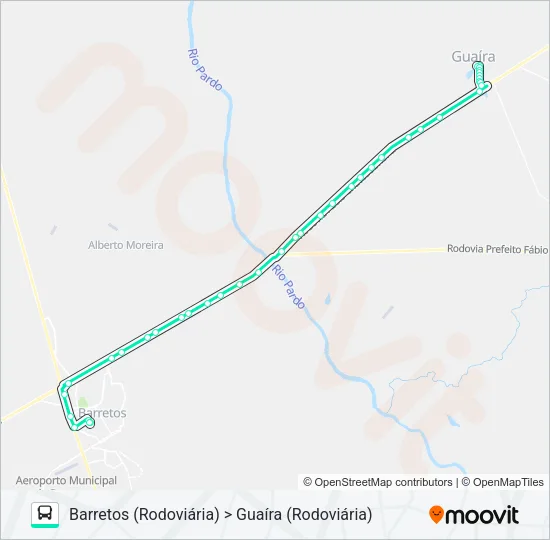 BARRETOS / GUAÍRA Bus Line Map