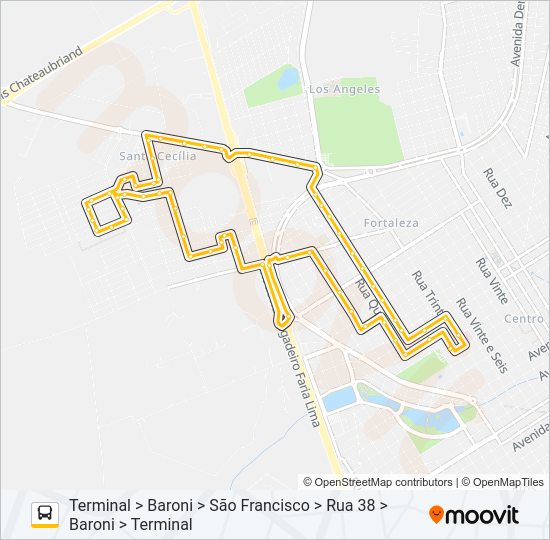 Mapa da linha BARONI de ônibus