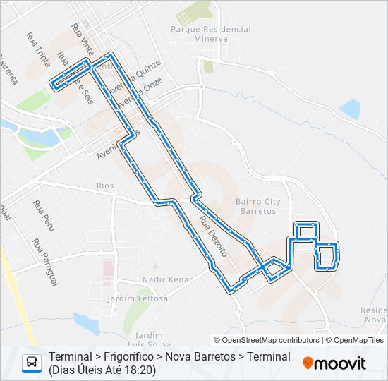 Mapa de NOVA BARRETOS de autobús