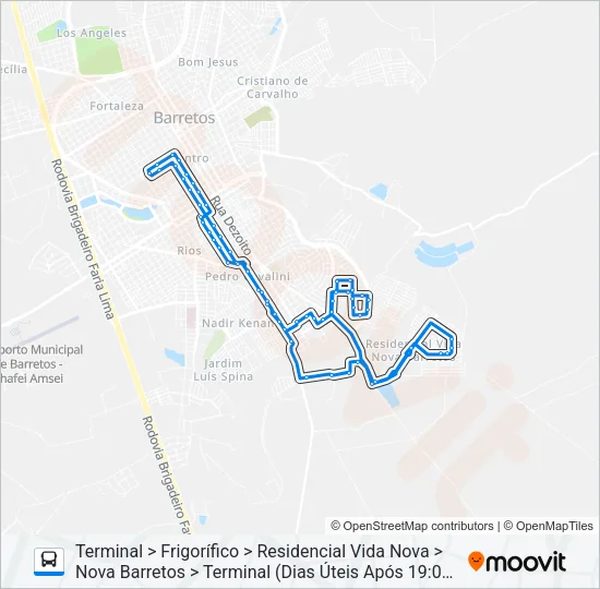 NOVA BARRETOS Bus Line Map