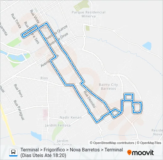 NOVA BARRETOS Bus Line Map