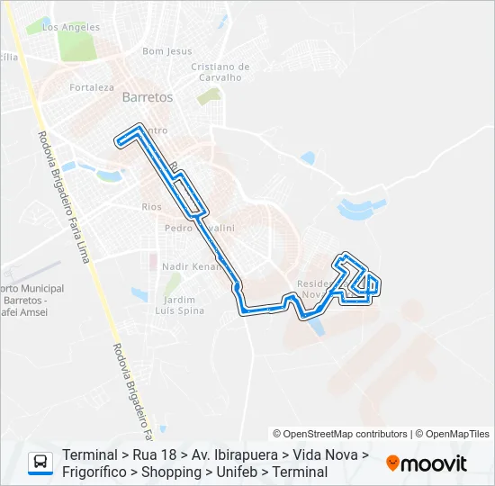 RES. VIDA NOVA Bus Line Map