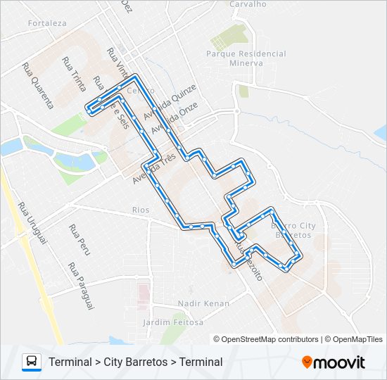 Mapa da linha NOGUEIRA / CECAP I de ônibus