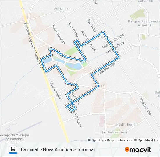 EXPOSIÇÃO / AMÉRICA Bus Line Map