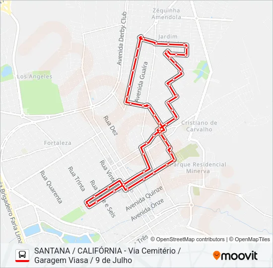 SANTANA / CALIFÓRNIA Bus Line Map