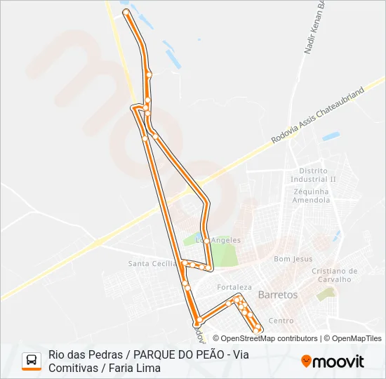 RIO DAS PEDRAS / PARQUE DO PEÃO Bus Line Map