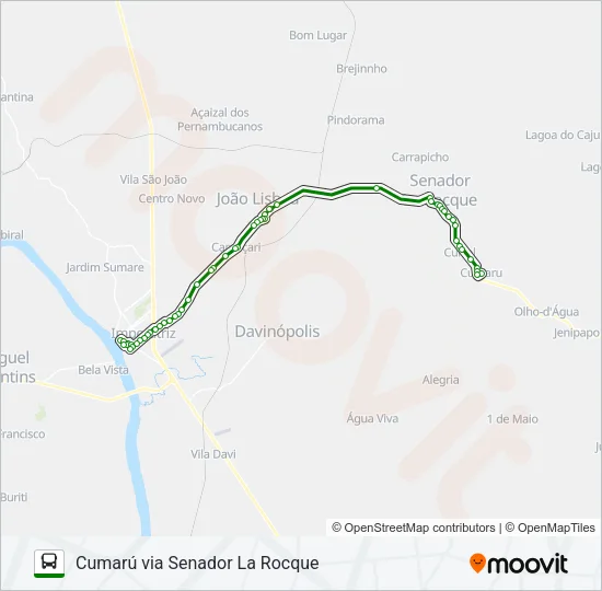 CUMARÚ VIA SENADOR LA ROCQUE Bus Line Map