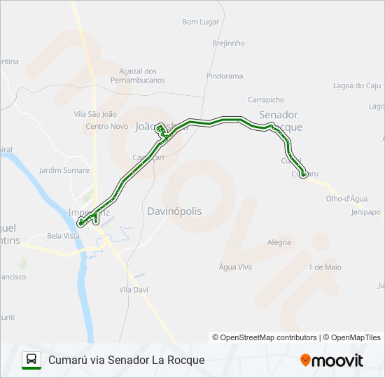 Mapa da linha CUMARÚ VIA SENADOR LA ROCQUE de ônibus