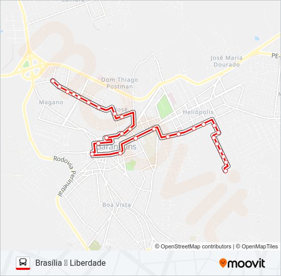 Mapa da linha 015 BRASÍLIA de ônibus