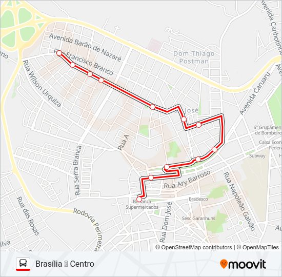 Mapa da linha 015 BRASÍLIA de ônibus