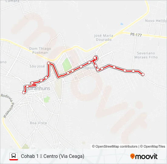 001 COHAB 1 Bus Line Map
