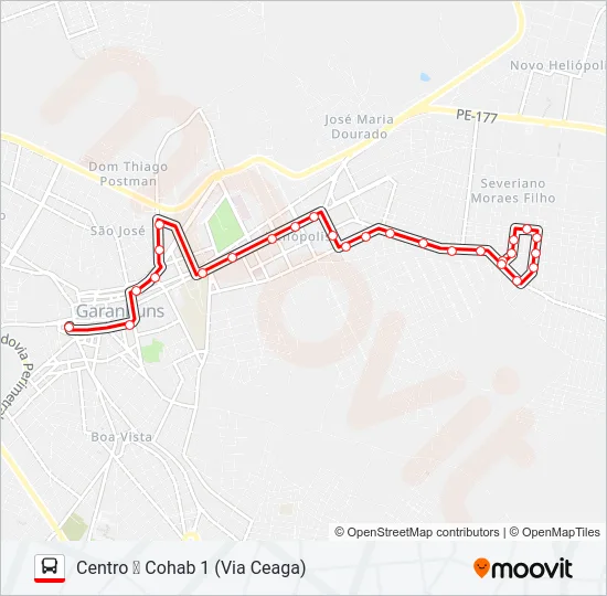 001 COHAB 1 Bus Line Map