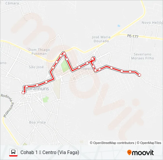 001 COHAB 1 Bus Line Map