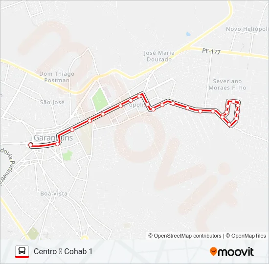 001 COHAB 1 Bus Line Map