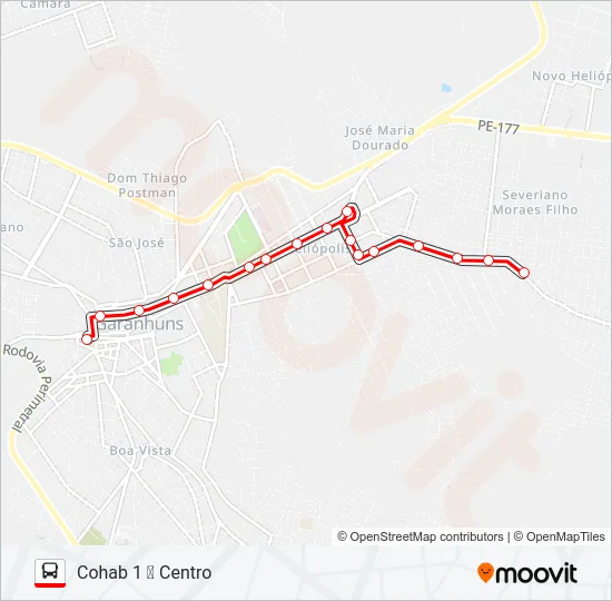 001 COHAB 1 Bus Line Map