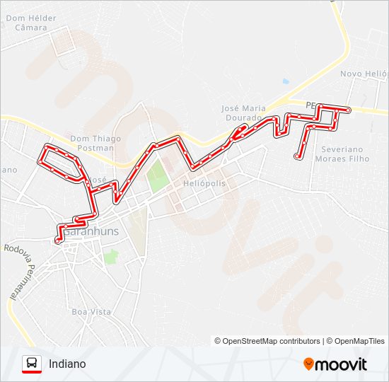 Mapa da linha 003 INDIANO de ônibus
