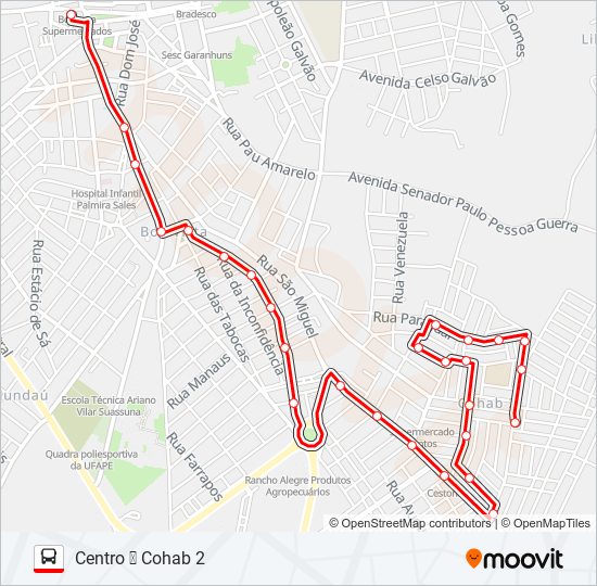 Rota da linha 013: horários, paradas e mapas - Cohab/Salgado Filho Via Upa  (Atualizado)