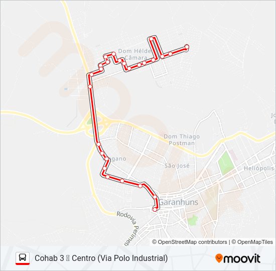 Mapa da linha 006 COHAB 3 de ônibus