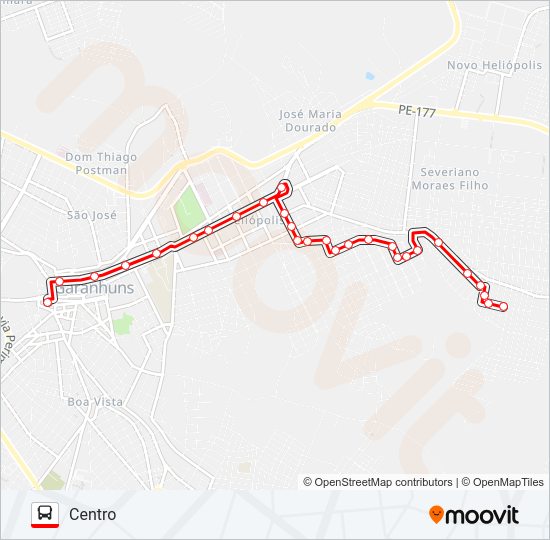 Mapa da linha 004 PARQUE FÊNIX de ônibus