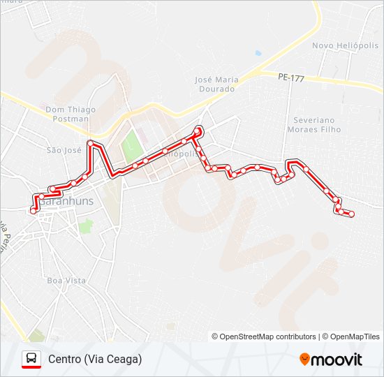 Mapa da linha 004 PARQUE FÊNIX de ônibus