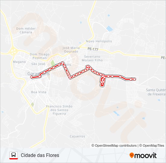 Mapa da linha 017 CIDADE DAS FLORES de ônibus
