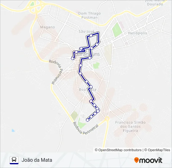 012 JOÃO DA MATA Bus Line Map