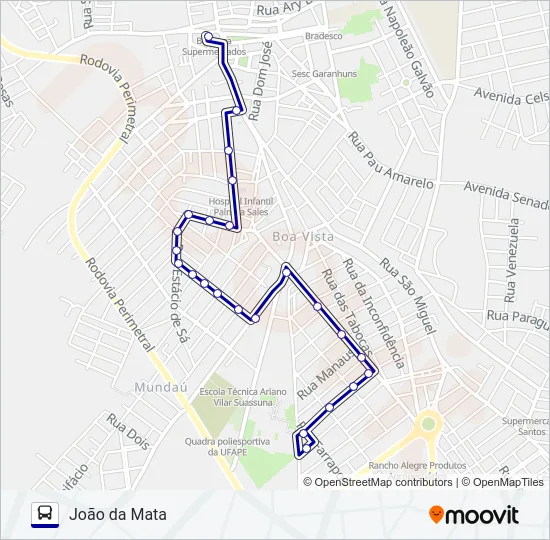 012 JOÃO DA MATA Bus Line Map