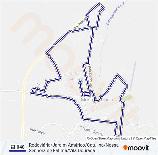Mapa da linha 040 de ônibus