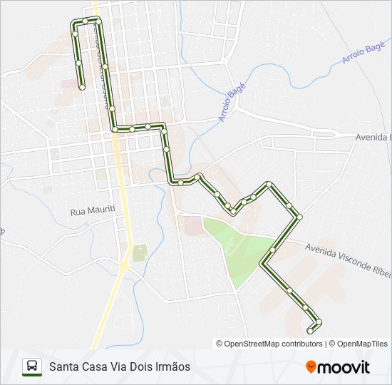 Mapa da linha 17 IVONE de ônibus