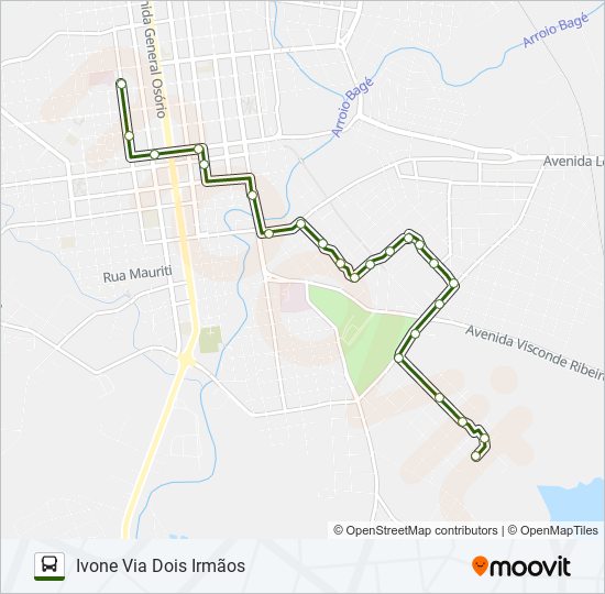 Mapa da linha 17 IVONE de ônibus