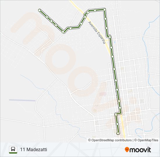 Mapa da linha 11 MADEZATTI de ônibus