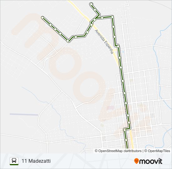 Mapa da linha 11 MADEZATTI de ônibus