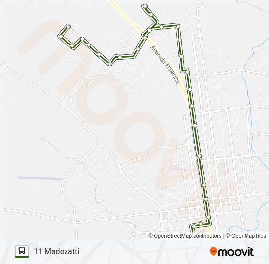 Mapa da linha 11 MADEZATTI de ônibus