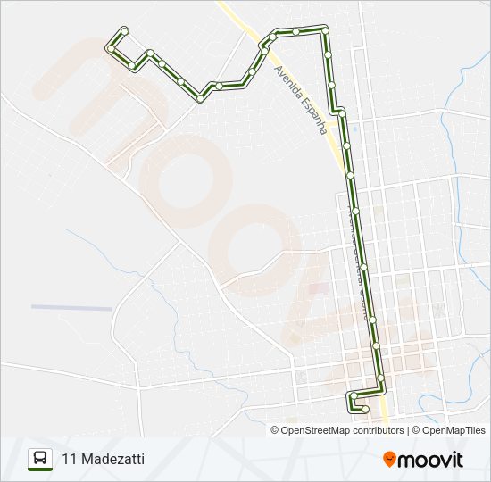 Mapa da linha 11 MADEZATTI de ônibus
