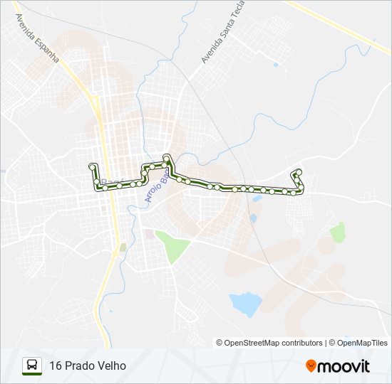 Mapa de 16 PRADO VELHO de autobús