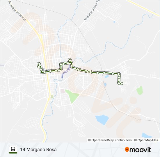 Mapa da linha 14 MORGADO ROSA de ônibus