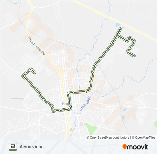 Mapa da linha 03 IVO FERRONATO - UNIPAMPA / ARVOREZINHA de ônibus